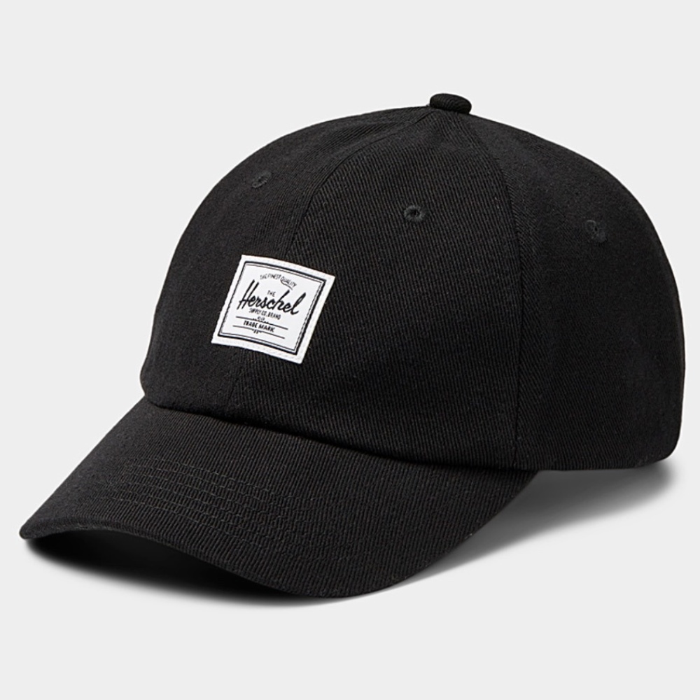 Herschel black Sylas 100% cotton baseball cap hat NWT